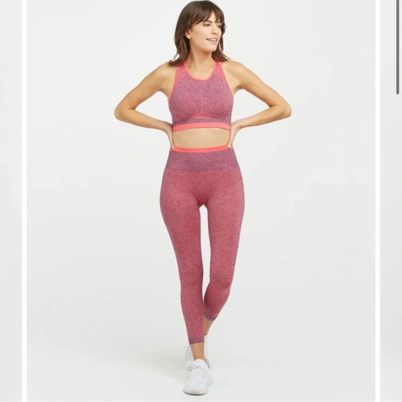Spanx Look At Me Now Seamless Sculpt Casual Legging Spacedye Coral Punch Medium - Picture 1 of 11